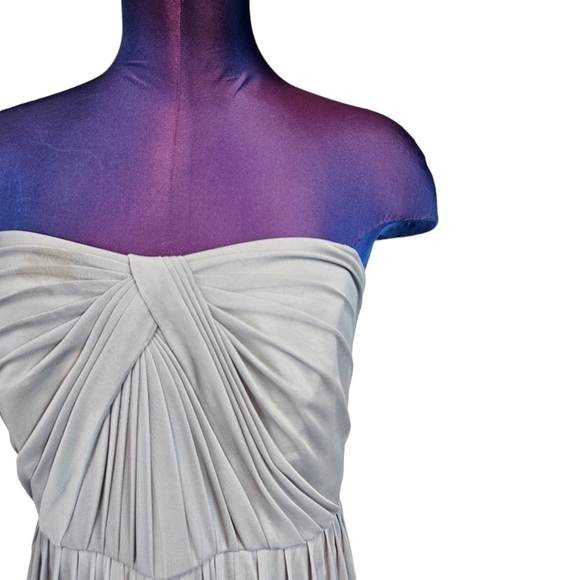 David's Bridal Light Gray Mesh Chiffon Strapless Gown Dress Size 16‎ Women's - Picture 3 of 10